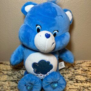 Care Bears Grumpy Bear Plush Blue Stuffed Animal 2015 Glitter Belly